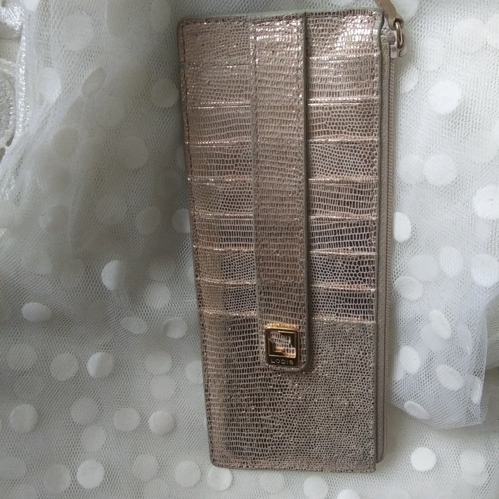 LODIS Rose gold leather wallet